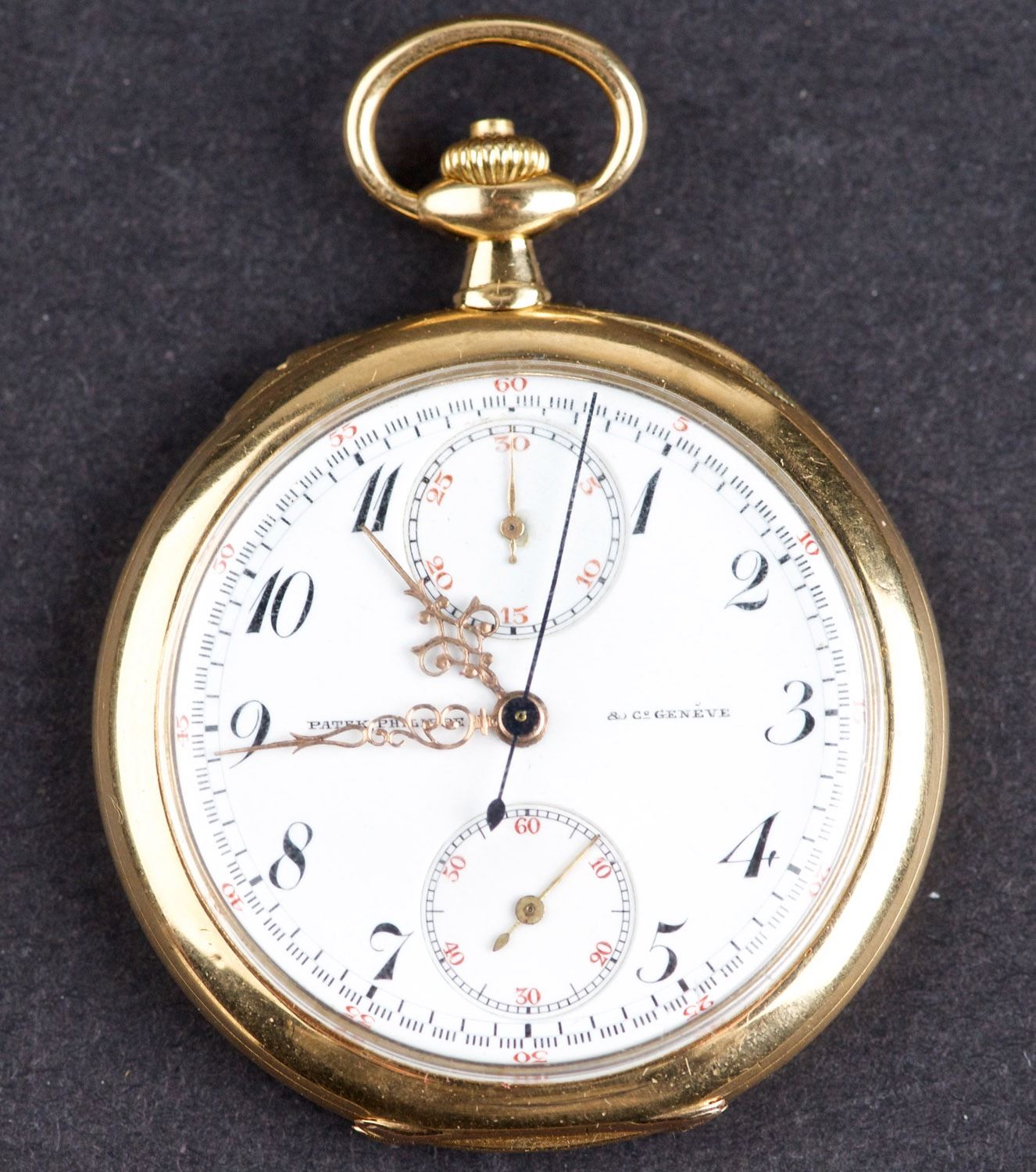 Antique 1905 Patek Philippe Chronograph Pocket Watch with 18 Kt Gold Case