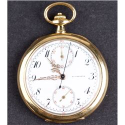 Antique 1905 Patek Philippe Chronograph Pocket Watch with 18 Kt Gold Case