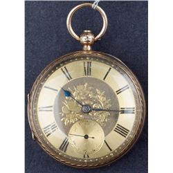 Antique 9 Kt Gold Unsigned Vergee Fusee Pocket Watch