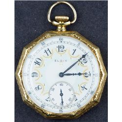 Antique 14 Kt Gold Elgin Multi-Colored Dial Pocket Watch