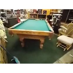 POOL TABLE - SLATE POOL TABLE - ACCENT CARVINGS ON SIDES - 54" X 98" - MAKE SURE YOU HAVE HELP TO MO