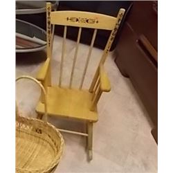 CHILD'S WOOD ROCKING CHAIR - STENCILED BACK