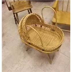 CHILD'S DOLL WICKER BASSINET