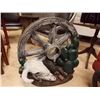 Image 1 : YARD ORNAMENT - WAGON WHEEL & SKULL