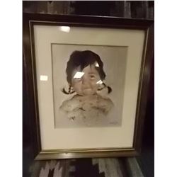 FRAMED PRINT - NATIVE CHILD - GIRL - 14" X 12" WID