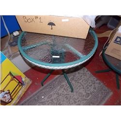 PATIO TABLE - METAL & GLASS - ROUND -28" H X 25" D