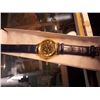 Image 2 : WATCH - NEW 2 SIDED SKELETON WATCH WITH LEATHER STRAP - WORKING- GOLD TONE