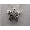 Image 1 : NECKLACE - 3 ROUND FACETED DIAMONDS IN STERLING SILVER BUTTERFLY DESIGNED SETTING - INCLUDES 925 SIL