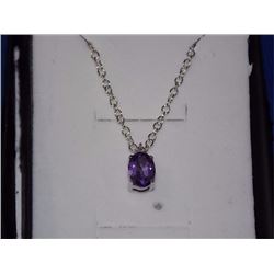 NECKLACE - OVAL FACETED PURPLE AMETHYST IN STERLING SILVER SETTING - RETAIL ESTIMATE $275
