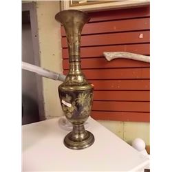 ORNATE BRASS ENGRAVED VASE - 20" TALL