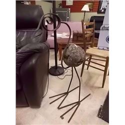 WROUGHT IRON BIRD ORNAMENT WITH ROCK ACCENT