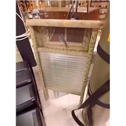 VINTAGE WASH BOARD - WOOD & GLASS