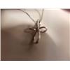 Image 3 : NECKLACE - 2 ROUND FACETED WHITE DIAMONDS IN STERLING SILVER CROSS DESIGNED SETTING - RETAIL ESTIMAT