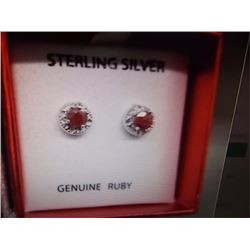 EARRINGS - ROUND FACETED EMERALDS IN STERLING SILVER SETTING - RETAIL ESTIMATE $200