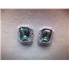 Image 1 : EARRINGS - EMERALD FACETED OCEAN BLUE MYSTIC TOPAZ IN STERLING SILVER SETTING - RETAIL ESTIMATE $350