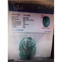 GEMSTONE - MUSEUM SIZE 302CT CARVED OVAL EMERALD - INLCUDES GEMSTONE ANALYSIS REPORT - RETAIL VALUE 