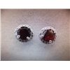 Image 1 : EARRINGS - 3 CTW ROUND FACETED GARNET & DIAMONDS IN STERLING SILVER SETTING - INCLUDES CERTIFICATE $