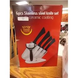 NEW KNIFE SET  - GERMAN STEEL WITH CERAMIC COATING - 6PC