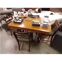 WALNUT TABLE & 4 DINING CHAIRS - 36" X 50" TABLE TOP