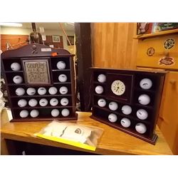 GOLF BALLS - WITH DISPLAY SHELVES (1 IS A CLOCK) & GLOVES