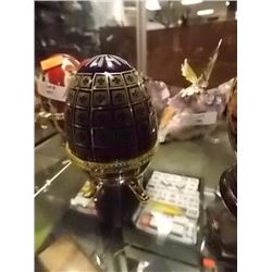 FABERGE STYLE EGG  - SPINS - BLUE