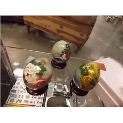 HAND PAINTED SMALL STONE EGGS - 3 TTL