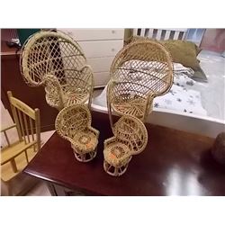 CHILD'S WICKER DOLL CHAIRS - 4 TTL