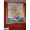 Image 2 : WOOD FRAMED PICTURE - TALL SHIP IN STORM