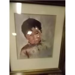 FRAMED PRINT - NATIVE CHILD - BOY - 14" X 12" WIDE