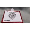Image 2 : NECKLACE - 2 ROUND FACETED WHITE DIAMONDS IN STERLING SILVER HEART DESIGNED SETTING - RETAIL ESTIMAT