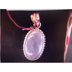 PENDANT - POLISHED LABORADITE IN STERLING SILVER SETTING - 2" LONG