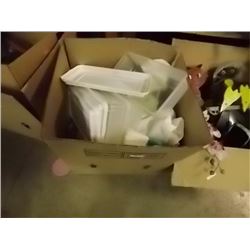 BOX OF TOWELS & HOUSEHOLD