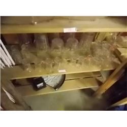 SHELF OF SHOT GLASSES & GLASSES