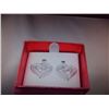 Image 2 : EARRINGS - 4 ROUND FACETTED DIAMONDS IN STERLING SILVER HEART DESIGNED SETTING - RETAIL ESTIMATE $30