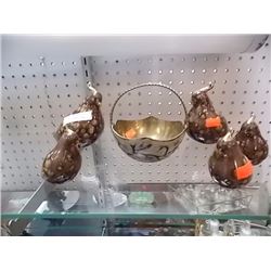 BRASS HAND PAINTED ENAMEL BASKET ORNAMENT