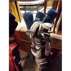 GOLF BAG - GREY / WHITE & CLUBS - LYG - WITH 5 CLU