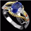 Image 1 : GENUINE MULTI COLOR SAPPHIRE & CZ RING