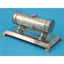 A George silver ‘Borough of Hackney’ presentation scroll case, with enamelled armorial, 1931, 32½...