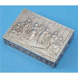An 830 standard trinket box, decorated with dancing harem girls, 4.5ins...