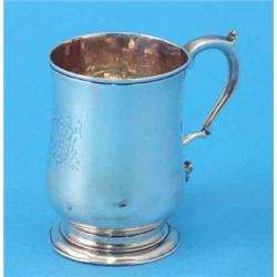 A George III silver baluster christening mug, with double scroll handle, 1794...