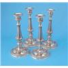 Image 1 : A set of 4 Elkington & Co plated candlesticks, with beaded and fluted columns and circular feet,...