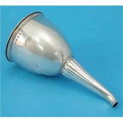 A George III silver wine funnel with reeded rim and fluted spout, Makers initials W.A. 1799....