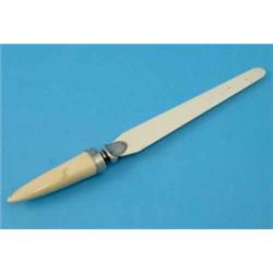 A George V ivory and silver paperknife, 10 ins....