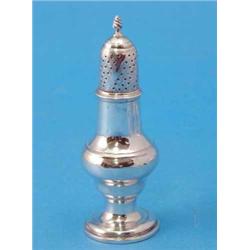 A George III silver caster of baluster form, 1780, 5.5 ins....