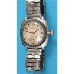 A gentleman’s chromium plated Rolex Oyster wrist watch in cushion case with Arabic dial and subsi...