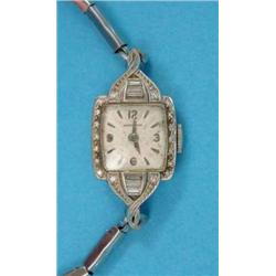 A 14k white gold and diamond Hamilton cocktail watch....