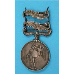 A Crimea medal, with Inkermann and Alma bars to David Robertson 50th Regt. (GVF with ek)...