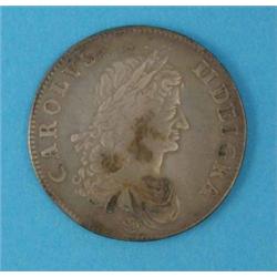 Charles II Crown 1662 1st bust, rose below, edge undated (GF/NVF)...