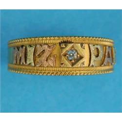 An 18ct 3-colour gold Mizpah ring, set with a single diamond...