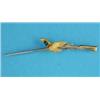 Image 1 : A 9ct 3-colour gold and enamel bar brooch, designed as a shotgun and a mallard duck...